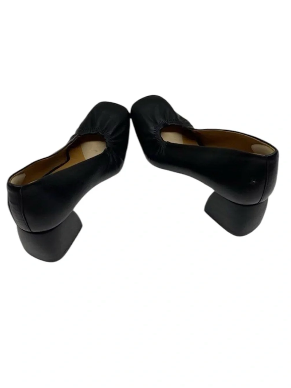 Sezane Anya Black Leather Block Heel Pumps - Picture 4 of 5